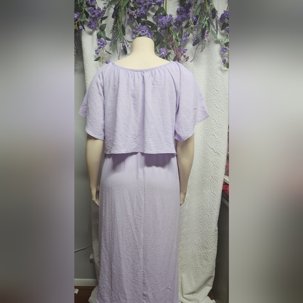 Purple Ruffled Off-Shoulder Maxi Sundress - Picture 6 of 9